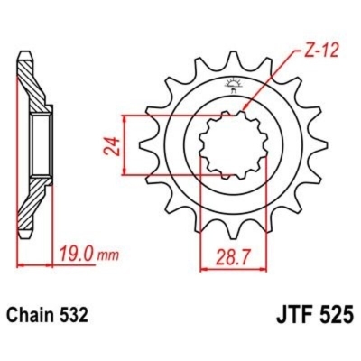 Piñon JT 525 de acero con 17 dientes - motoscamaralweb.com