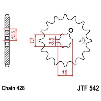 Piñon JT 542 de acero con 13 dientes - motoscamaralweb.com