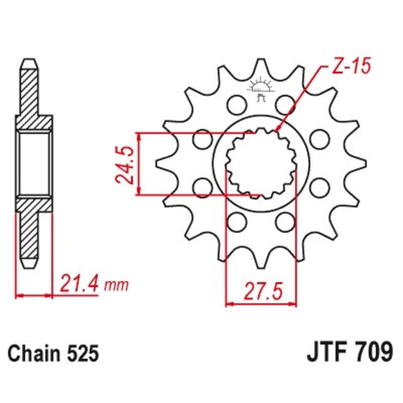 Piñón JT 709 de acero con 16 dientes - motoscamaralweb.com Piñón JT 709 de acero con 16 dientes - motoscamaralweb.com