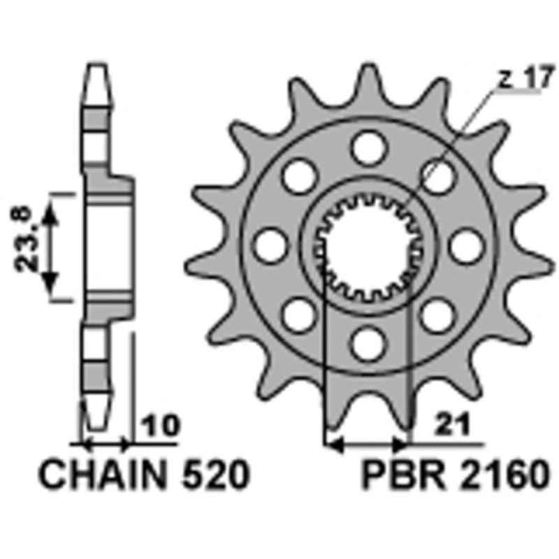 Piñón PBR acero estándar 2160 - 520 - motoscamaralweb.com Piñón PBR acero estándar 2160 - 520 - motoscamaralweb.com