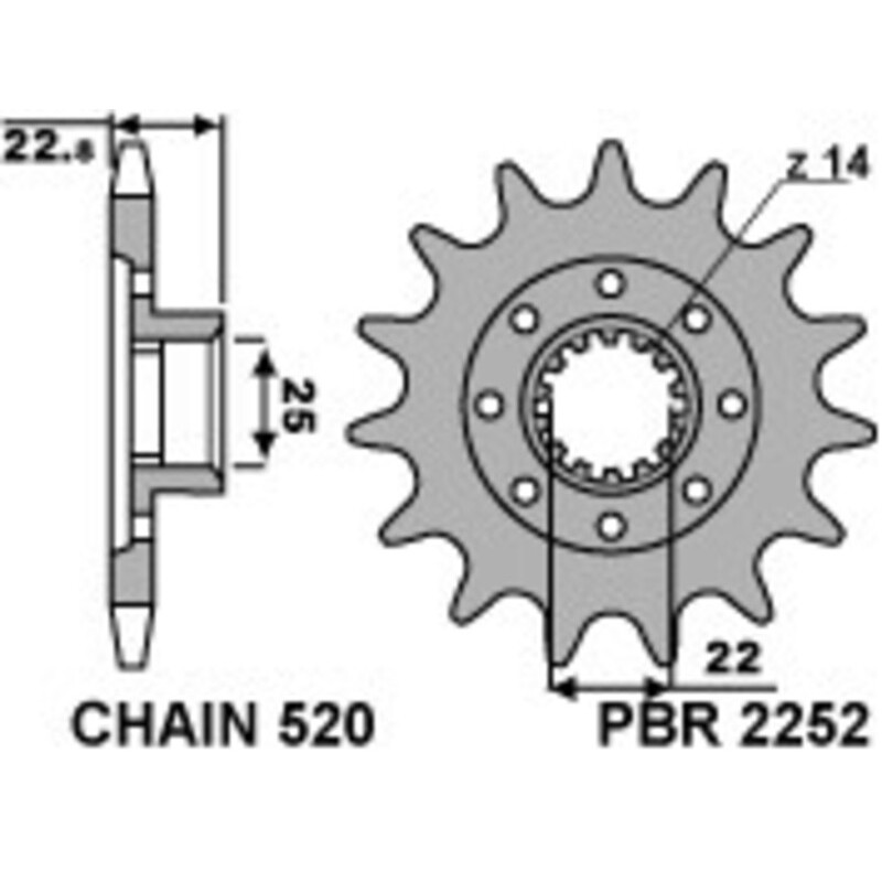 Piñón PBR acero estándar 2252 - 520 - motoscamaralweb.com Piñón PBR acero estándar 2252 - 520 - motoscamaralweb.com