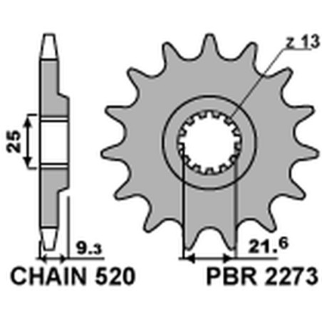 Piñón PBR acero estándar 2273 - 520 - motoscamaralweb.com