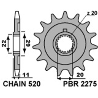 Piñón PBR acero estándar 2275 - 520 - motoscamaralweb.com