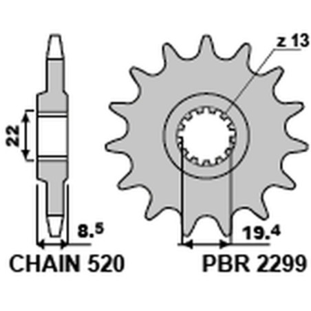 Piñón PBR acero estándar 2299 - 520 - motoscamaralweb.com