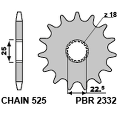 Piñón PBR acero estándar 2332 - 525 - motoscamaralweb.com