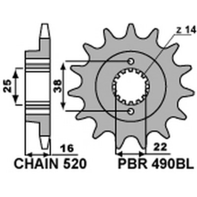 Piñón PBR acero estándar 490BL - 520 - motoscamaralweb.com