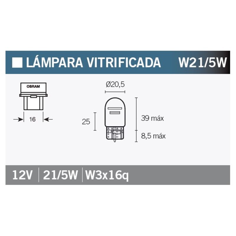Lámpara OSRAM 7515 - W21 / 5W 21W 21 / 5W - 10 uds - motoscamaralweb.com Lámpara OSRAM 7515 - W21 / 5W 21W 21 / 5W - 10 uds - motoscamaralweb.com