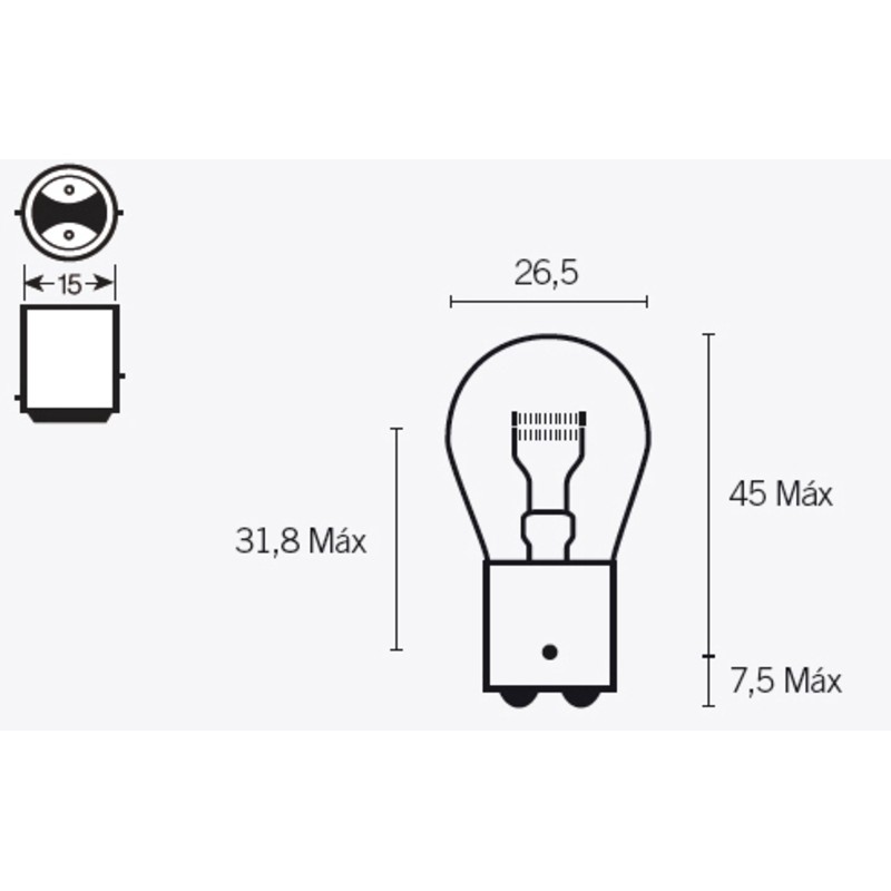 Lámpara TECNIUM S25 12V 21/5W - 10 uds - motoscamaralweb.com Lámpara TECNIUM S25 12V 21/5W - 10 uds - motoscamaralweb.com