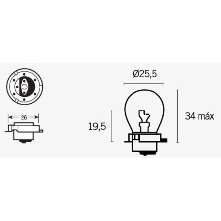 Lámpara TECNIUM SB25 12V 15W - 10 uds - motoscamaralweb.com