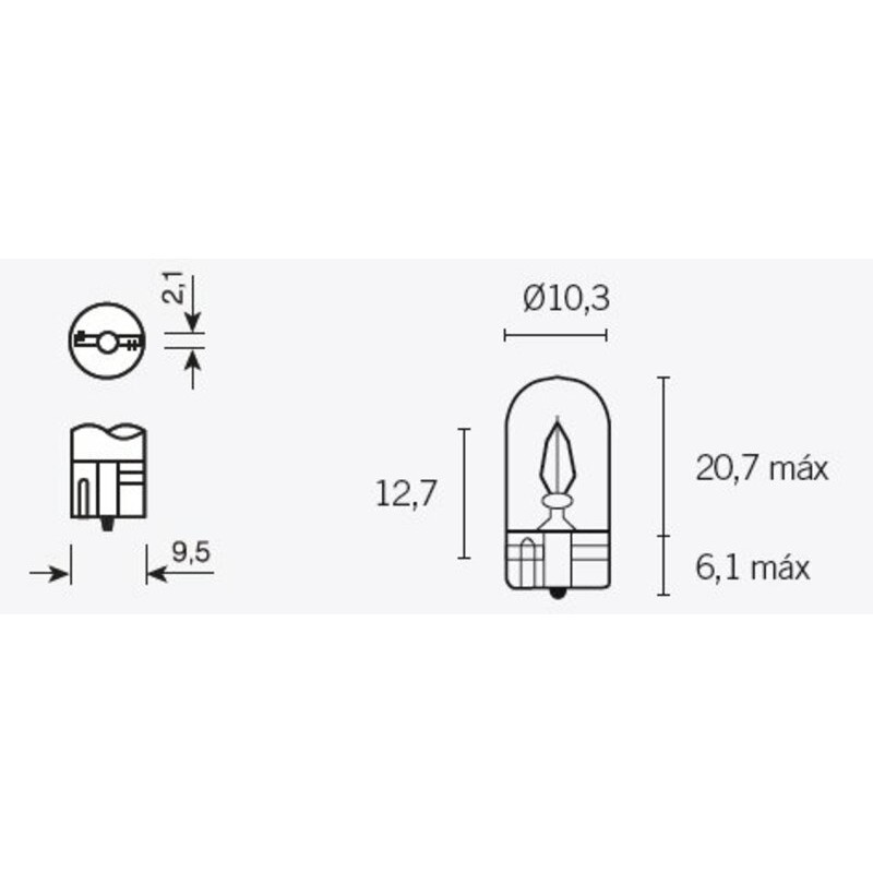 Lámpara TECNIUM T10 12V 3W - 10 uds - motoscamaralweb.com Lámpara TECNIUM T10 12V 3W - 10 uds - motoscamaralweb.com