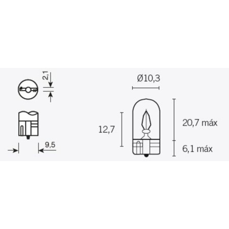 Lámpara TECNIUM T10 12V 3W - 10 uds - motoscamaralweb.com