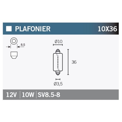 Lámpara V PARTS SV 8.5-8 12V 10W - 10 uds - motoscamaralweb.com
