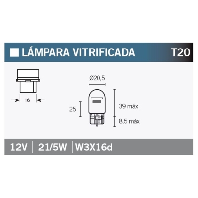 Lámpara V PARTS 12V 21 / 5W doble filamento - 10 uds - motoscamaralweb.com