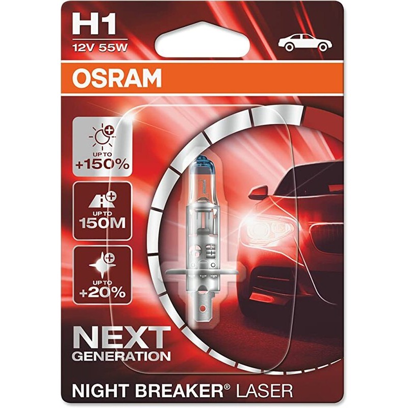 Lámpara OSRAM Night Breaker Laser H1 Light 12V 55W - 1 ud - motoscamaralweb.com Lámpara OSRAM Night Breaker Laser H1 Light 12V 55W - 1 ud - motoscamaralweb.com