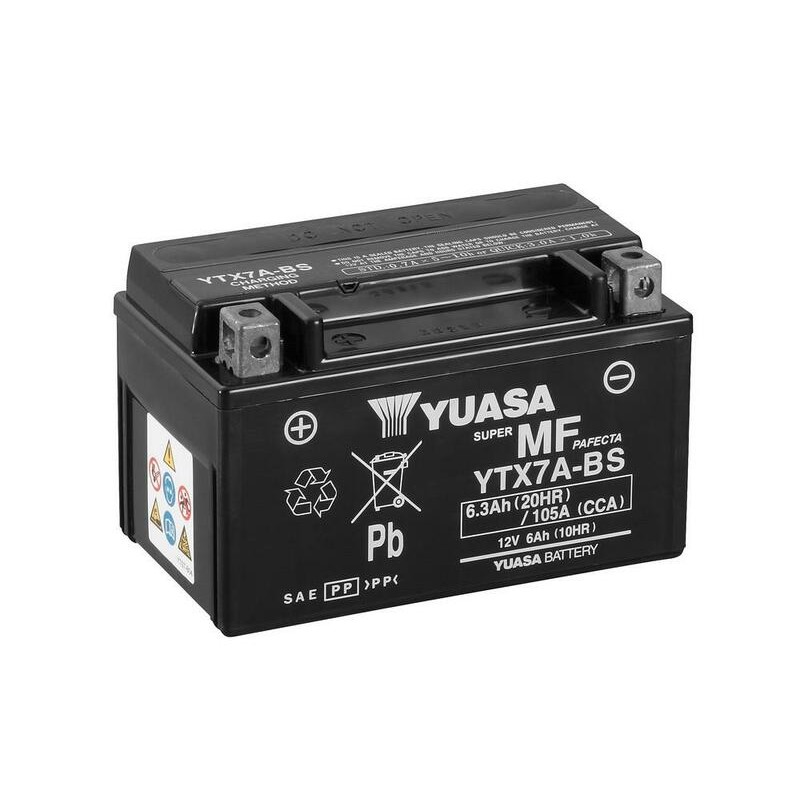 Batería YUASA YTX7A-BS Combipack (con electrolito) - motoscamaralweb.com