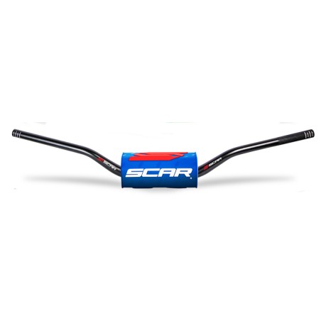 Manillar SCAR O² RC Ø28.6mm -Negro / Protector azul - motoscamaralweb.com