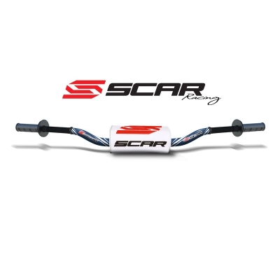 Manillar SCAR O² Color 85SX/TC85 Ø28.6mm - Azul oscuro / Protector blanco - motoscamaralweb.com