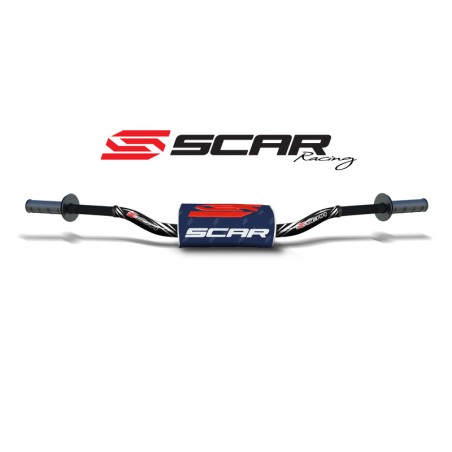 Manillar SCAR O² Color 85SX/TC85 Ø28.6mm - Negro / Protector azul oscuro - motoscamaralweb.com