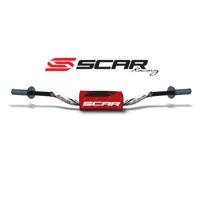 Manillar SCAR O² Color Yamaha YZ/YZF Ø28.6mm - Blanco / Protector rojo - motoscamaralweb.com