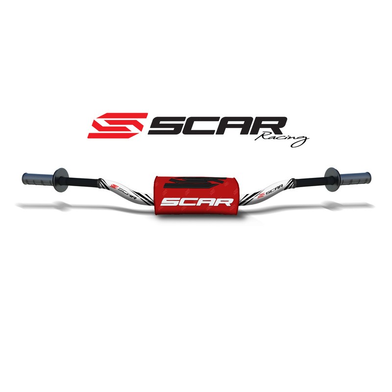 Manillar SCAR O² Color Yamaha YZ/YZF Ø28.6mm - Blanco / Protector rojo - motoscamaralweb.com Manillar SCAR O² Color Yamaha YZ/YZF Ø28.6mm - Blanco / Protector rojo - motoscamaralweb.com