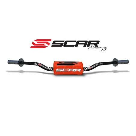 Manillar SCAR O² Color McGrath/Short Ø28.6mm - Negro / Protector naranja - motoscamaralweb.com