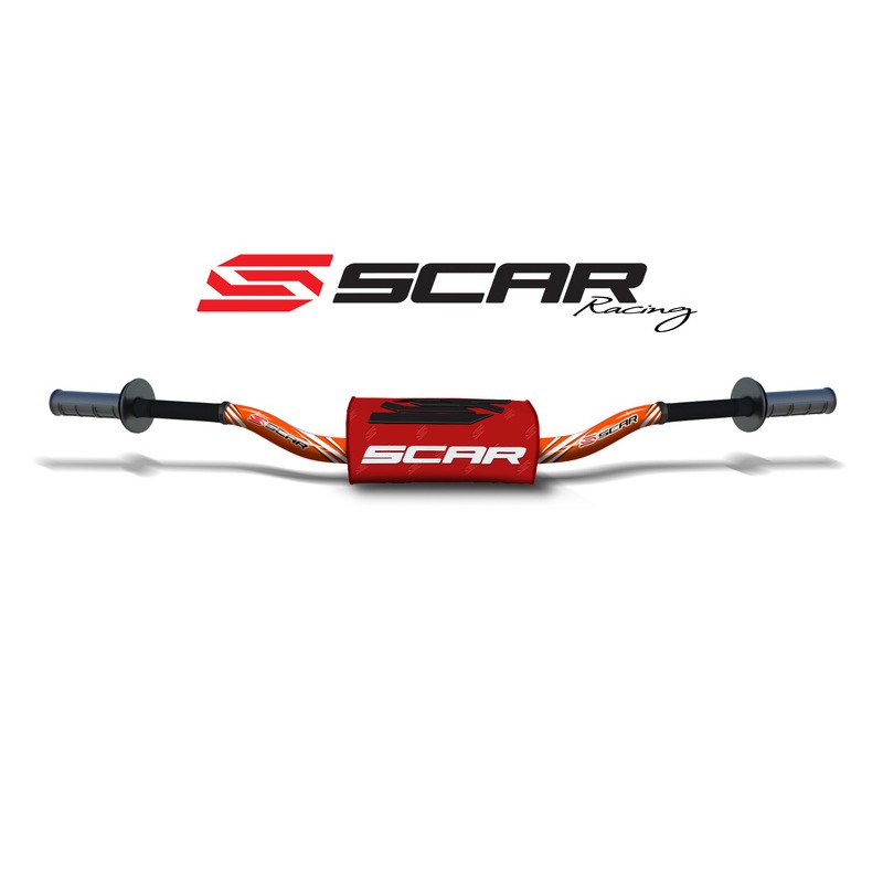 Manillar SCAR O² Color McGrath/Short Ø28.6mm - Naranja / Protector rojo - motoscamaralweb.com Manillar SCAR O² Color McGrath/Short Ø28.6mm - Naranja / Protector rojo - motoscamaralweb.com
