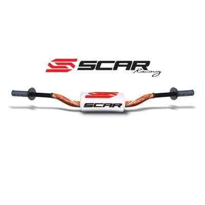 Manillar SCAR O² Color McGrath/Short Ø28.6mm - Naranja / Protector blanco - motoscamaralweb.com
