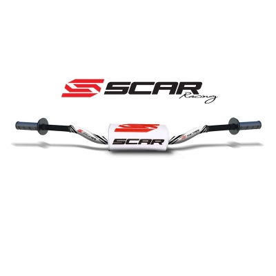 Manillar SCAR O² Color High Ø28.6mm - Blanco / Protector blanco - motoscamaralweb.com