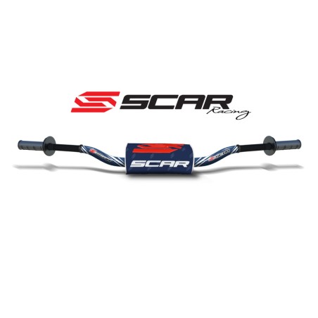 Manillar SCAR O² Color High Ø28.6mm - Azul oscuro / Protector azul oscuro - motoscamaralweb.com