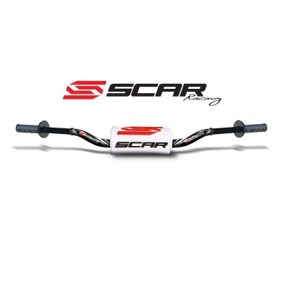 Manillar SCAR O² Color High Ø28.6mm - Negro / Protector blanco - motoscamaralweb.com