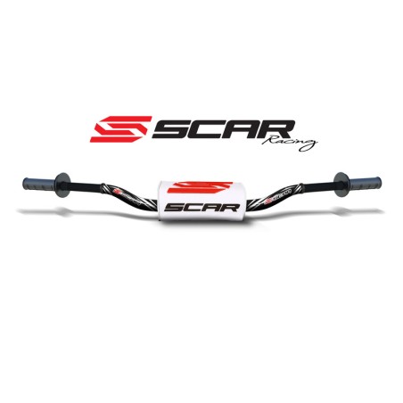 Manillar SCAR O² Color High Ø28.6mm - Negro / Protector blanco - motoscamaralweb.com