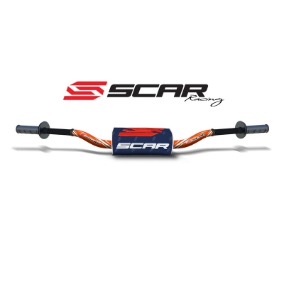 Manillar SCAR O² RC Color Ø28.6mm - Naranja / Protector azul oscuro - motoscamaralweb.com