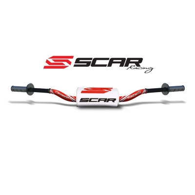 Manillar SCAR O² RC Color Ø28.6mm - Rojo / Protector blanco - motoscamaralweb.com