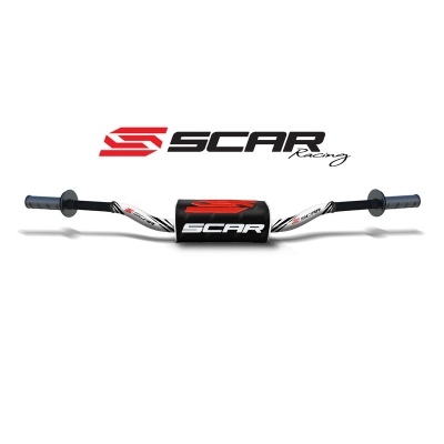 Manillar SCAR O² Color McGrath/Short Ø28.6mm - Blanco / Protector negro - motoscamaralweb.com