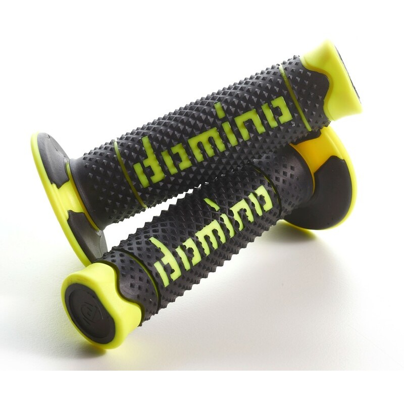 Puños DOMINO FULL GRIP A260 color negro / amarillo fluor - motoscamaralweb.com