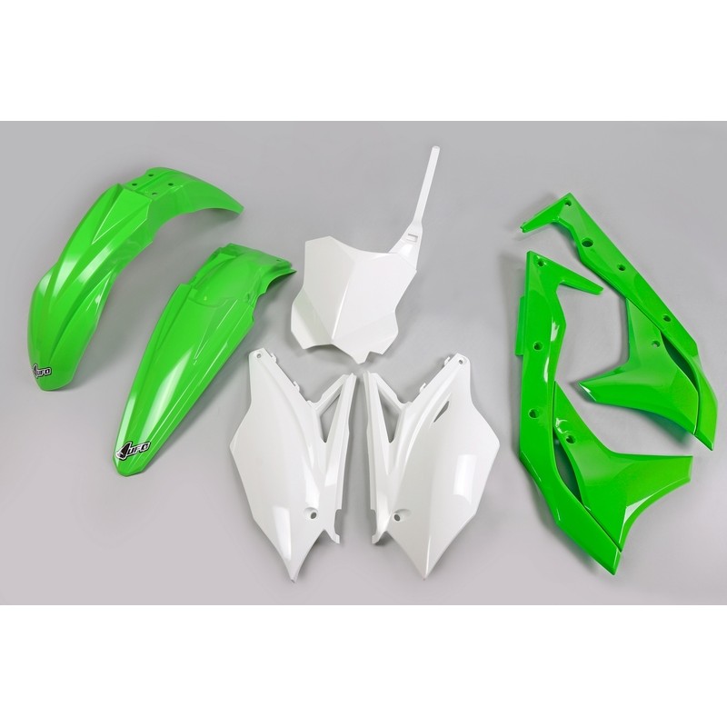 Kit de Plástica UFO Color OEM Kawasaki KX250F - motoscamaralweb.com Kit de Plástica UFO Color OEM Kawasaki KX250F - motoscamaralweb.com