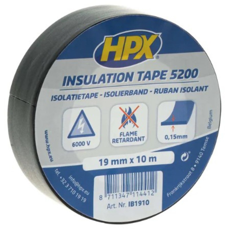 Cinta adhesiva aislante HPX 5200 (19mm x 10m - Negro mate - motoscamaralweb.com Cinta adhesiva aislante HPX 5200 (19mm x 10m - Negro mate - motoscamaralweb.com