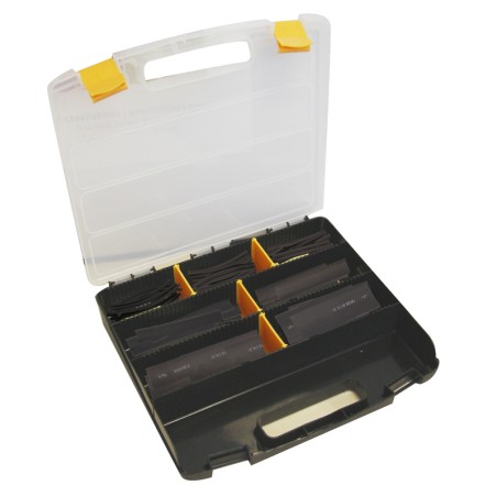 Maleta de 119 manguitos de tubo termorretráctil Ø3.2mm 10cm negro - motoscamaralweb.com