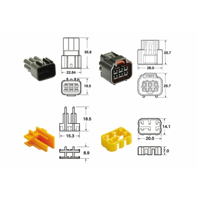 Juego de conectores 6 vias Series 090 FRKW BIHR tipo original - 5 Juegos completo - motoscamaralweb.com