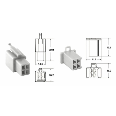 Juego de conectores 4 vias 110 ML BIHR tipo original Ø0.5mm²/0.85mm² - 5 Juegos completo - motoscamaralweb.com