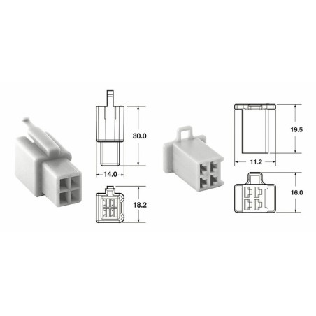 Juego de conectores 4 vias 110 ML BIHR tipo original Ø0.5mm²/0.85mm² - 5 Juegos completo - motoscamaralweb.com