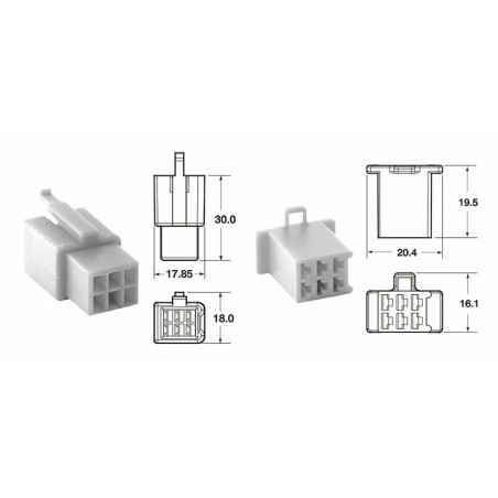 Juego de conectores 6 vias 110 ML BIHR tipo original Ø0.5mm²/0.85mm² - 5 Juegos completo - motoscamaralweb.com