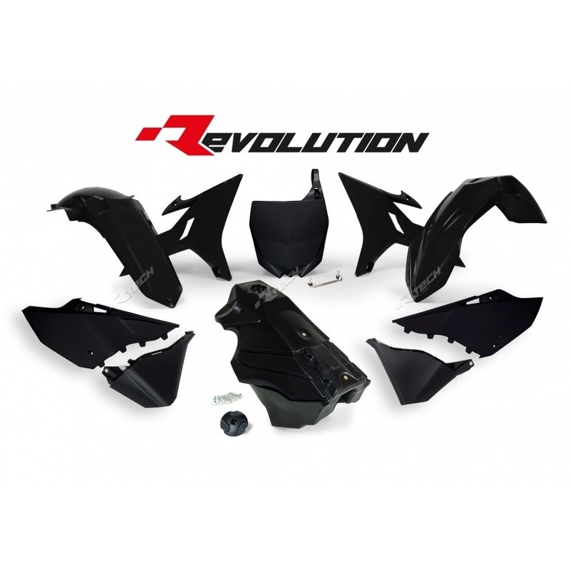 RACETECH Revolution Plastic Kit + Gas Tank Black Yamaha YZ125/250 - motoscamaralweb.com RACETECH Revolution Plastic Kit + Gas Tank Black Yamaha YZ125/250 - motoscamaralweb.com