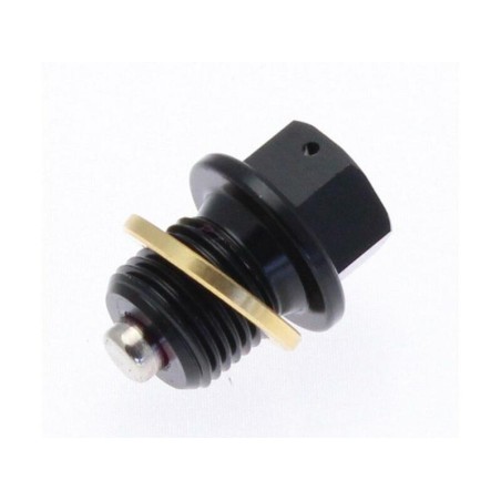 Tapón de vaciado de aceite TECNIUM magnético alu negro M14 x 1.50 x 13.5 - motoscamaralweb.com