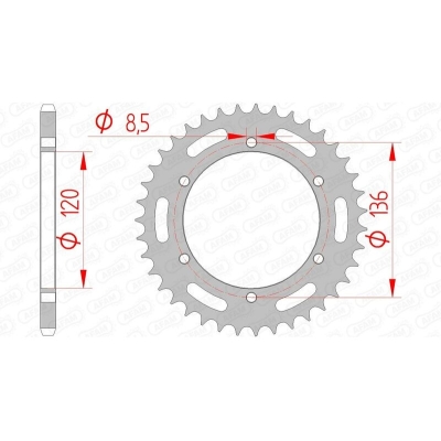 Corona AFAM acero estándar 12304 - Paso 520 - motoscamaralweb.com