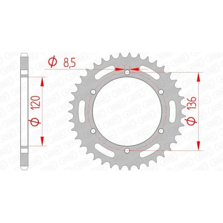 Corona AFAM acero estándar 12304 - Paso 520 - motoscamaralweb.com