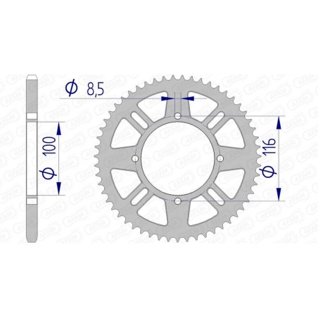 Corona AFAM aluminio ultraligera autolimpiable 17104 - Paso 420 - motoscamaralweb.com
