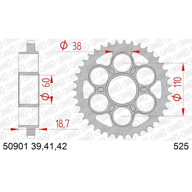 Corona AFAM acero estándar 50901 - Paso 525 - motoscamaralweb.com Corona AFAM acero estándar 50901 - Paso 525 - motoscamaralweb.com