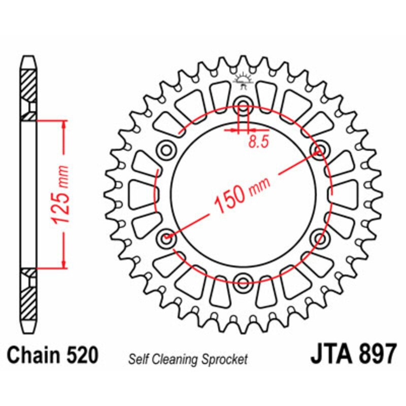 Corona JT 897 de aluminio con 40 dientes - motoscamaralweb.com Corona JT 897 de aluminio con 40 dientes - motoscamaralweb.com