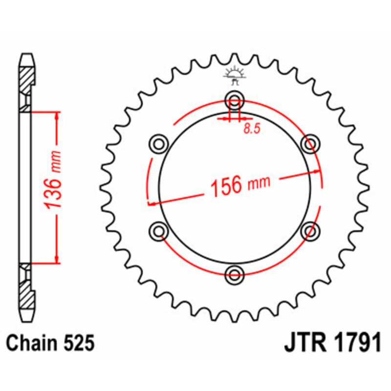 Corona JT SPROCKETS acero estándar 1791 - Paso 525 - motoscamaralweb.com Corona JT SPROCKETS acero estándar 1791 - Paso 525 - motoscamaralweb.com
